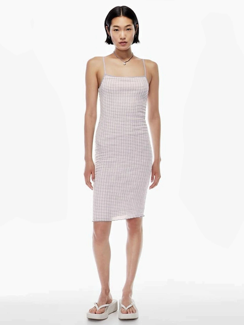 Aritzia Wilfred Jazz Midi Dress Gingham Purple & White - Size XS